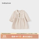 babylove女寶寶連衣裙春秋純棉紗布裙子可愛(ài)娃娃領(lǐng)嬰兒法式甜美刺繡裙 縞羽白 80