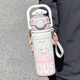 聚莜家保溫杯女高顏值可愛(ài)雙飲吸管杯子兒童小學(xué)生上學(xué)專(zhuān)用水杯便攜 粉色-520ML【一杯三飲】配diy貼紙