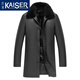 凱撒真皮皮衣男山羊皮水貂內膽風(fēng)衣中長(cháng)款皮毛一體中年貂皮大衣外套冬 黑色 3XL (185) 適合145-157斤