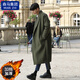 棉致風(fēng)衣外套秋冬季風(fēng)衣男中長(cháng)款韓版大衣呢加厚保暖外套 軍綠色長(cháng)款【加棉款】 XL （120-140斤）