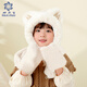 好樂(lè )寶（haolebao）兒童帽子圍巾手套一體三件套 可愛(ài)毛絨圍脖護頸防風(fēng) 白色