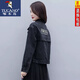啄木鳥(niǎo)牛仔外套女23春秋季新款刺繡韓版寬松百搭顯瘦短款BF上衣潮 804#黑色 S 建議85-100斤