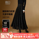 晚白【新品】黑色顯瘦網(wǎng)紗A字半身裙2025秋款法式通勤百搭長裙 黑色 L