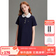 ELLE KIDS童裝 繡花娃娃領(lǐng)連衣裙女童夏季新款法式復(fù)古風(fēng)精致裙子 藏青 165 (M)