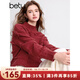 百圖betu女裝冬季新款毛衣半高領(lǐng)流蘇設計圣誕氛圍毛衣女2412T08 紅色 L