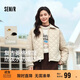 森馬（Semir）棉服女燈芯絨翻領(lǐng)菱形格復古2024冬三防寬松輕薄棉衣109724112007