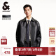 杰克·瓊斯（JACK&JONES）25年男裝仿皮衣外套男士秋季皮夾克寬松PU行政夾克商務休閑外套男 黑色E40 M (175)