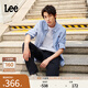 Lee25新品寬松版翻領(lǐng)藍色條紋男女同款長(cháng)袖襯衫休閑LUT009833207 藍色（尺碼偏大，拍小一碼） M