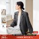 對白【AN大碼系列】高級感休閑西裝外套秋季新款微胖mm通勤顯瘦小西服 深灰色 3XL 建議體重160-180