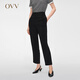 OVV2024春夏新款女裝經(jīng)典簡(jiǎn)約基礎(chǔ)易搭半松緊腰休閑褲 黑色（凈色）05 XL
