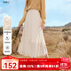 百圖（betu）女裝2025年秋季新款半身裙波嬉風(fēng)鏤空蕾絲高級(jí)感裙子女2509T79 杏色 M