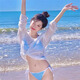 斤慕泳衣女比基尼罩衫海邊度假游泳外搭沙灘防曬衣溫泉罩衣外套女 防曬罩衫開叉白色均碼可穿120斤