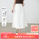 尚都比拉都市通勤中長(cháng)裙女夏高腰顯瘦半身裙設計感A字牛仔裙 米白色  L 