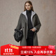 ELAND衣戀毛呢外套女西裝領(lǐng)長款大衣冬新款 中灰色(18)M/Grey S 160