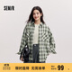 森馬（Semir）[商場(chǎng)同款]長(cháng)袖襯衫女中長(cháng)款oversize春2025格紋上衣101125105007