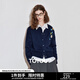 初語(yǔ)花朵繡花設計針織衫開(kāi)衫女2025秋新款保暖低圓領(lǐng)長(cháng)袖毛衣外套 藏青色 L