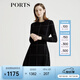 PORTS寶姿女裝秋冬新品長(zhǎng)袖中長(zhǎng)連衣裙 黑/白 L