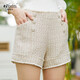 Olrain歐芮兒高腰小香風(fēng)百搭休閑短褲女 杏色 L