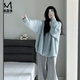 漫蔻依軟糯風(fēng)慵懶奶藍色毛衣外套女2025春季新款外穿寬松長(cháng)袖針織開(kāi)衫 藍色開(kāi)衫 M 【90-105斤】