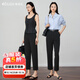 Olrain歐芮兒直筒煙管西裝9分褲女夏季2025新款通勤百搭顯腿長(cháng)褲 黑色 XL