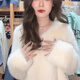 DXOT韓系加厚版慵懶白色V領(lǐng)設(shè)計毛衣女秋冬新款韓版寬松毛茸茸針織衫 白色 M 建議95-105斤