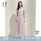 玖姿·安娜蔻藝術(shù)感流光裙光澤感百褶傘裙半身裙女2025春季新款 粉紫 L
