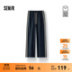 森馬（Semir）[商場(chǎng)同款]休閑褲女仿麻長(cháng)褲慵懶2025夏季新款撞色寬松闊腿褲 藍色調00488 L