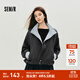 森馬（Semir）外套女秋季花苞拼接格子寬松立領2025新款復古風文藝通勤夾克 藍灰色調(diào)00382 M