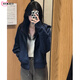 DXOT小個(gè)子短款正肩早秋冬衛(wèi)衣薄外套女春秋款上衣2025新款秋冬裝穿搭 藏青色  拉鏈立領(lǐng)款 【春秋薄款 M