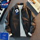NASADKGM羽絨服男冬季白鴨絨防寒冬裝保暖新款上衣潮牌工裝立領(lǐng)皮衣外套男 黑灰 XL