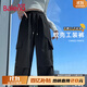 班尼路休閑褲女三防軟殼工裝褲秋冬戶(hù)外加絨保暖直筒褲裝抽繩設計感褲腳 黑 【三防面料·常規款】 L