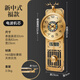 銅大師新中式掛鐘2024新款黃銅福鹿鐘表家用萬(wàn)年歷表掛墻時(shí)鐘石英鐘 8076-福祿平安-金色面-電波機芯