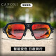 CAPONI變色騎行眼鏡近視男女太陽(yáng)鏡一體護目防風(fēng)運動(dòng)墨鏡日夜兩用定度數 黑框灰腿-高清炫彩變色片
