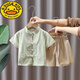 G.DUCKKIDS小黃鴨男童夏裝短袖套裝年新款中國風(fēng)禮服兒童漢服帥氣棉麻薄款夏 淺綠色福字漢服 110