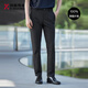 勁霸男裝夏季薄款新款休閑褲合身直筒褲男褲不易皺長(cháng)款彈性褲子NQXT2013 黑色 34 34