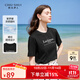 秋水伊人經(jīng)典簡(jiǎn)約圓領(lǐng)短袖T恤夏季新款女正肩顯瘦百搭上衣 黑色 M
