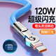 艾勝者120W超級閃充Type-C彎頭數據線(xiàn)180°可旋轉適用華為榮耀小米VIVO一加三星手游充電器線(xiàn)不擋手快充6A 6A超級快充【金屬抗造彎頭】藍色 1.5米丨左右靈活轉動(dòng)