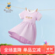 Classic Teddy女童連衣裙兒童短袖裙子中小童裝夏季薄款衣服夏裝新款 拼色連衣裙夢幻紫 100