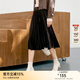 顏域時(shí)尚絲絨半身裙女冬裝2025新款氣質(zhì)通勤顯瘦簡(jiǎn)約A字百褶裙 咖色 S