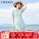 LAGOGOV領(lǐng)泡泡袖開(kāi)叉碎花連衣裙女拉谷谷春夏新款溫柔雪紡A字裙 混色(Y0) S 155/36