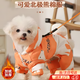 MDUG狗狗衣服小狗衣服秋冬季保暖狗四腳衣服雪納瑞比熊博美泰迪小型犬 橙色 M碼【39背28約5-7斤】