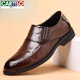卡帝樂(lè )鱷魚(yú)（CARTELO）尖頭單鞋皮鞋男士2025新款秋冬季時(shí)尚百搭正裝真皮休閑商務(wù)皮鞋男 棕色 40 標準皮鞋尺碼