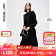 朗姿2025年秋季新款黑色長(cháng)裙高級感氣質(zhì)法式設計感收腰襯衫連衣裙 黑色2 L
