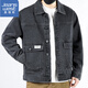 真維斯牛仔夾克男款春季襯衫外套2026新款潮牌痞帥美式工裝襯衣上衣 【黑灰】 L
