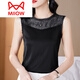 貓人（MiiOW）吊帶小背心女內搭西裝蕾絲打底衫春季新款外穿無(wú)袖短款遮肚子上衣 黑色 L