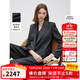 朗姿純羊毛復(fù)古灰色條紋西服外套氣質(zhì)正裝2025秋季新款高級感西裝 深灰色2 L