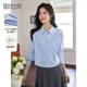 熙世界文藝風(fēng)上衣拼接假兩件長(cháng)袖長(cháng)絨棉氣質(zhì)減齡襯衫2025春季新品 海洋藍 M