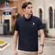 U.S. POLO ASSN.保羅POLO衫男夏季商務休閑短袖桑蠶絲涼感T恤男上衣父親節(jié)藏青L