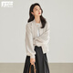 對白美式休閑短款棒球服外套女2025秋新款設(shè)計(jì)感寬松減齡夾克上衣 米色 M