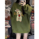 LDBE綠色圓領(lǐng)衛衣女春季加絨加厚寬松美式復古潮牌小眾設計感套頭上衣 森林綠【秋冬加絨】 XL（110-125斤）